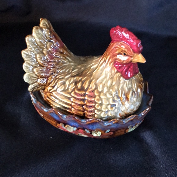 Vintage Ceramic Chicken Hen on Nest~Farm House